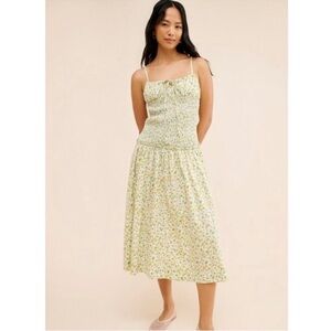 Free people lavender daze green and yellow combo dress Lemons NEW Large